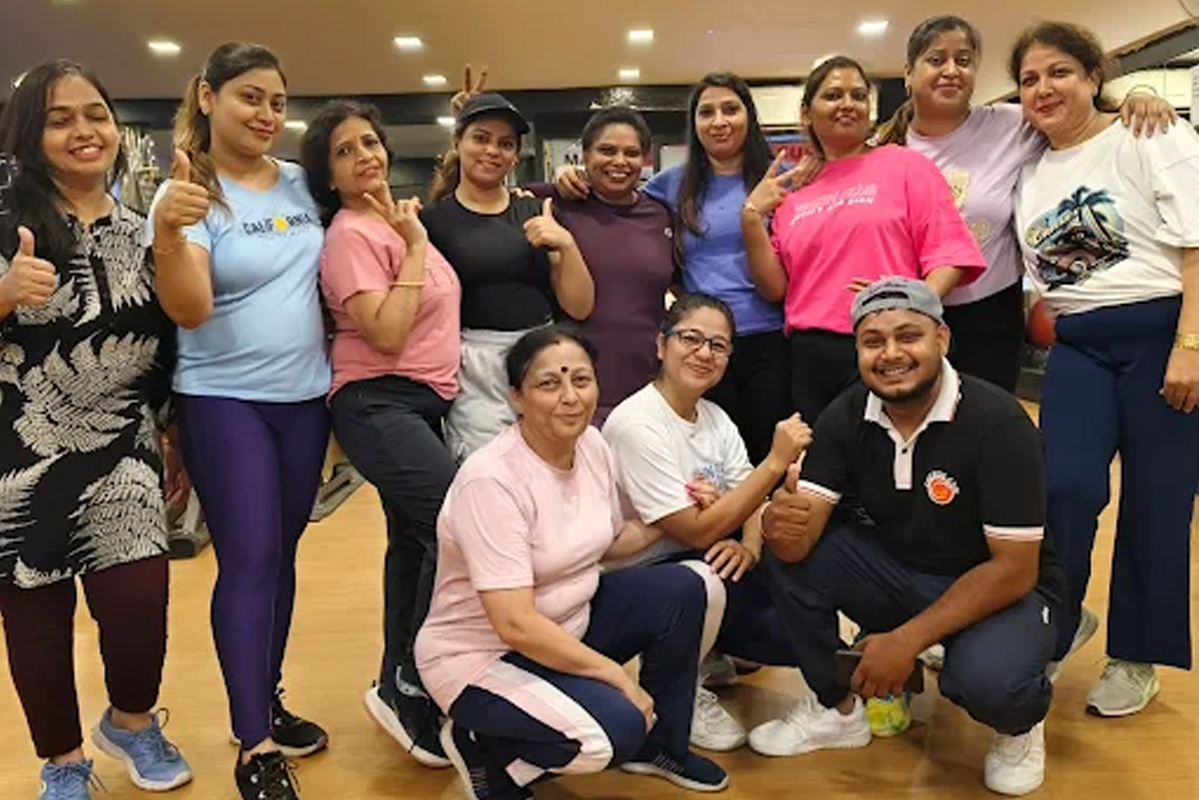 Group fitness class in action